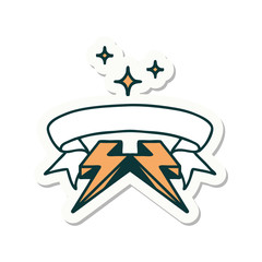 tattoo sticker with banner of lightning  bolt