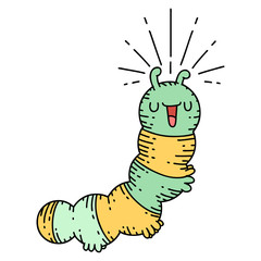 traditional tattoo style happy caterpillar