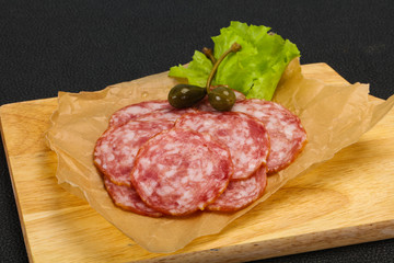 Spanish Salchichon sausage with salad