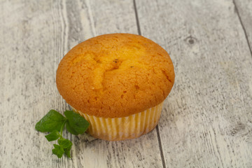 Sweet tasty muffin served mint