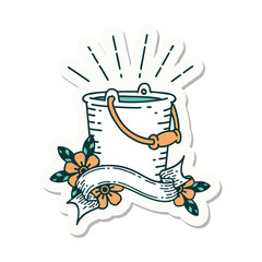 sticker of tattoo style bucket of water