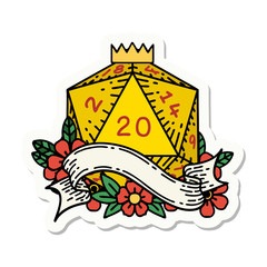 natural twenty D20 dice roll sticker