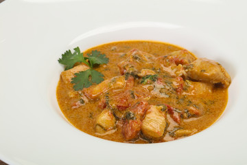 Traditional thai curry chicken soup