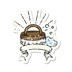 grunge sticker of tattoo style scrubbing brush