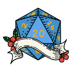 natural twenty D20 dice roll illustration