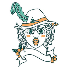 elf bard character face illustration