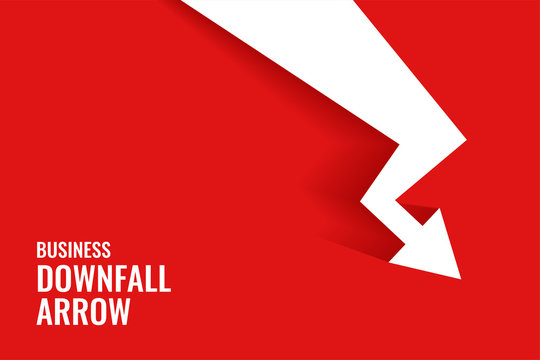 red downfall arrow showing downward trend background