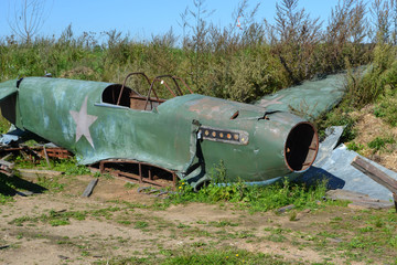 model of a fallen military aircraft
