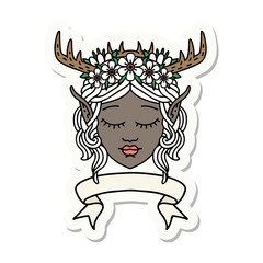 elf druid character face with banner sticker