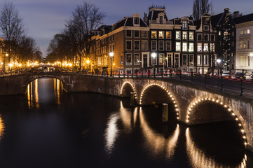 Amsterdam canal at night