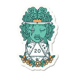 half orc barbarian with natural twenty dice roll sticker