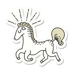 sticker of tattoo style prancing stallion