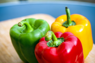 Green, yellow and red pepper