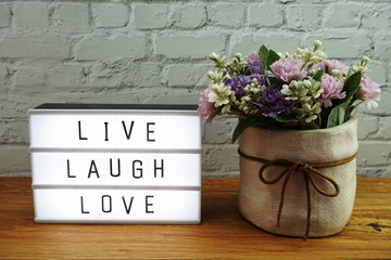 Live Laugh Love word in light box