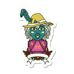 half orc bard with natural 20 dice roll sticker