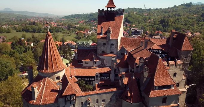 Aerial View to the Bran "Dracula: Castle in Brasov, Romania
