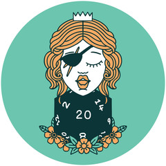 human rogue with natural twenty dice roll icon