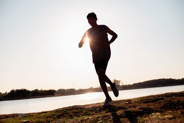 Fototapeta premium The man with runner on the street be running for exercise.