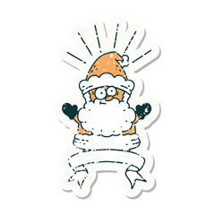 grunge sticker of tattoo style santa claus christmas character