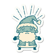 sticker of tattoo style santa claus christmas character