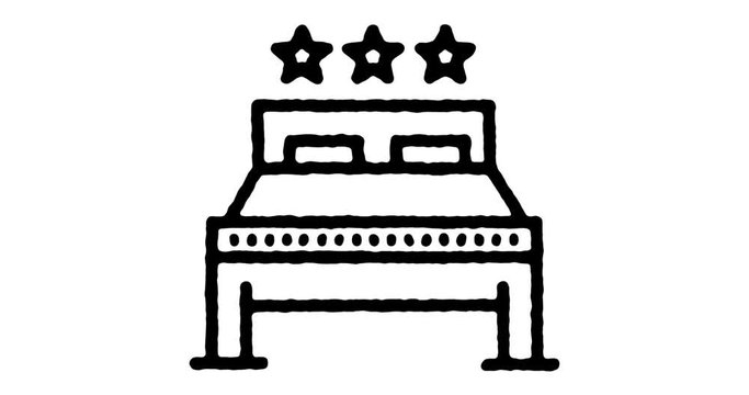 Hand drawn line icon animation for hotel booking to use as video design element. Minimalistic symbol made for motion graphic, can be used as loop item, has alpha channel.