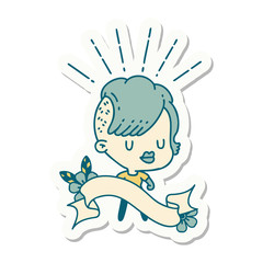 sticker of tattoo style hipster girl