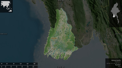 Ayeyarwady, Myanmar - composition. Satellite