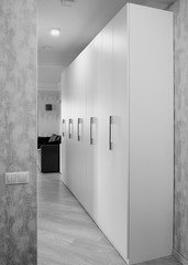 White wardrobe with metal long shiny handles