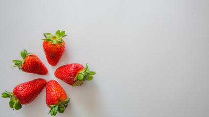 Five strawberry for white background