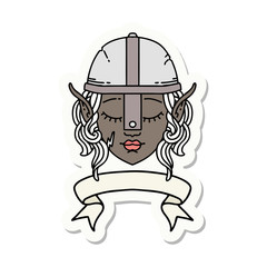 elf fighter character face with banner sticker