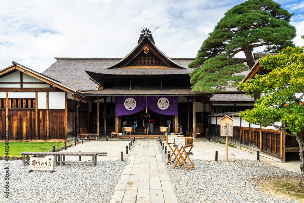 Wall mural entrance of takayama jinya, former home of the governor of hida province, is one of the most visited