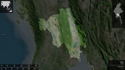 Bago, Myanmar - composition. Satellite