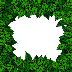 手書き風の葉っぱの背景、フレームに使える素材