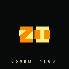 Obraz premium Modern creative shaped ZI, IZ, Z, I logo. Initial Logo Designs Templete with Black Background. Vector Illustration
