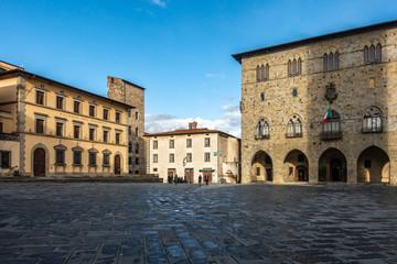 Fototapeta premium View of Piazza del Duomo, the main square of Pistoia historic center, Tuscany, Italy.