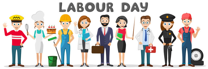 Set of people of different professions on a white. Labor Day