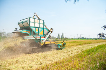 combine harvester working on a field