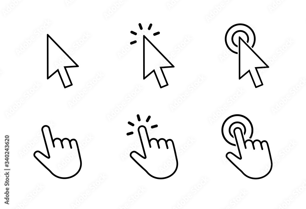 Poster cursor icons set, hand cursor sign, click icon vector design