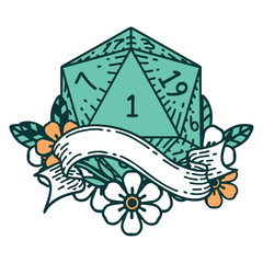 natural one d20 dice roll illustration