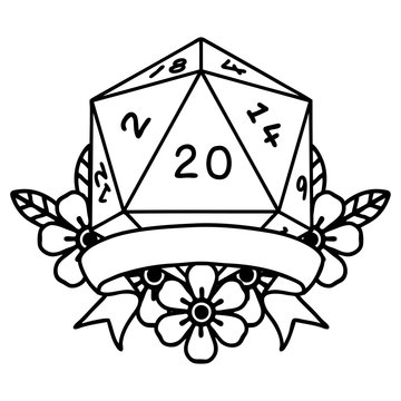 natural 20 critical hit D20 dice roll illustration