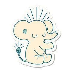 sticker of tattoo style cute elephant