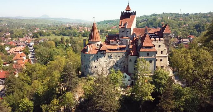 Aerial View to the Bran "Dracula: Castle in Brasov, Romania