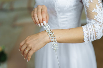 Wedding decoration of the bride. The bracelet on the arm