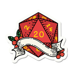 natural twenty D20 dice roll sticker