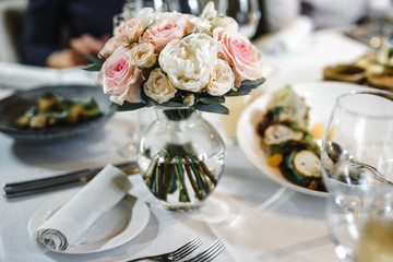 Wedding bouquet. bride's bouquet with ribbons