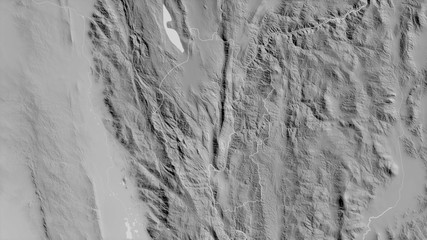 Kayah, Myanmar - outlined. Grayscale