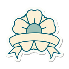 tattoo sticker with banner of a flower