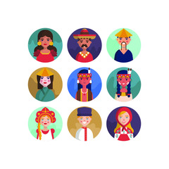 Multicultural National Avatar Female and Male User