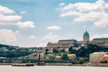 Fototapeta na wymiar Buda Castle and Chain bridge with danube river in Budapest, Hungary