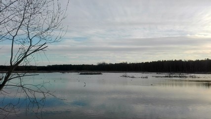 Clouds over the lake at sunset